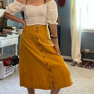 Madewell a-line midi button up skirt